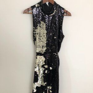 H&M - Black and Gold sequin open-back dress